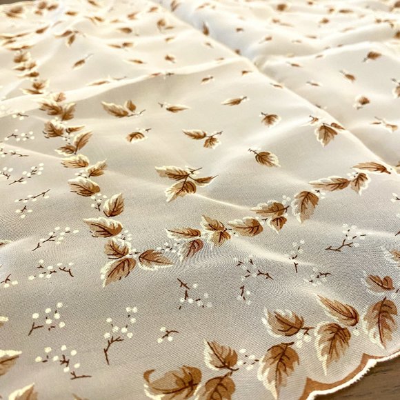 Vintage 1960s Semi-Sheer Lady Handkerchief White and Brown Floral 14x14 in - Picture 4 of 4